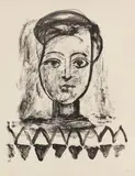 Jeune femme au corsage à triangles by Pablo Picasso, 1947, Lithograph, sold Apr 2013
