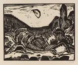 Bucht im Mondschein by Karl Schmidt-Rottluff, 1914, Woodcut, sold Apr 2013