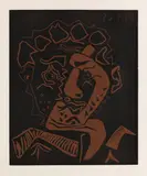 Tête d'Histrion by Pablo Picasso, 1965, Linocut in colors, sold Apr 2013