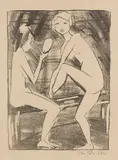 Otto Mueller, Zwei Mädchen mit Handspiegel (2), 1919, Lithograph