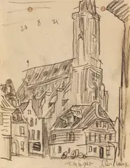 Lüneburg by Lyonel Feininger, 1921, Charcoal drawing, sold Apr 2013