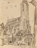 Lyonel Feininger, Lüneburg, 1921, Charcoal drawing