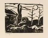 Landschaft im Mondschein by Karl Schmidt-Rottluff, 1911, Woodcut, sold Apr 2013