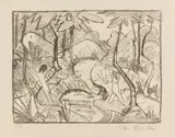 Otto Mueller, Zwei Figuren am Waldbach 2 (Waldlandschaft), 1921, Lithograph