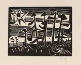 Russische Landschaft by Karl Schmidt-Rottluff, 1918, Woodcut, sold Apr 2013