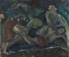 Grablegung by Josef Eberz, 1914, Oil on cardboard, sold Apr 2013