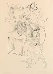 Zirkuskinder by Rudolf Schlichter, 1924, Pen and India ink drawing, sold Apr 2013