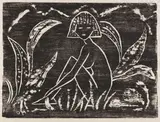 Otto Mueller, Mädchen zwischen Blattpflanzen (Mädchen im Schilf)
