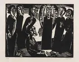 Christus (Kristus) unter den Frauen by Karl Schmidt-Rottluff, 1919, Woodcut, sold Apr 2013