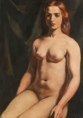 Émile Bernard, Nu assis, 1925, Oil on cardboard
