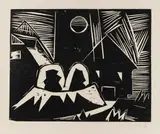 Häuser und Mond by Karl Schmidt-Rottluff, 1919, Woodcut, sold Apr 2013