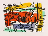 Fernand Léger, Composition aux deux Oiseaux, 1954, Lithograph in colors