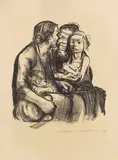 Käthe Kollwitz, Zwei schwatzende Frauen mit zwei Kindern