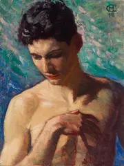 Porträt eines jungen Mannes by Hans Christiansen, 1916, Oil on canvas, sold Apr 2013