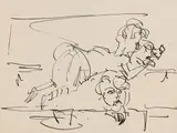Liegende Frau und Porträt - Häusliche Szene by Ernst Ludwig Kirchner, 1928, Pen and India ink drawing, sold Apr 2013