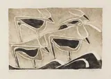 Kühe im Wind by Ewald Mataré, 1928, Woodcut in colors, sold Apr 2013