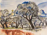 Paul Kleinschmidt, Südfranzösische Landschaft mit Bäumen, 1929, Watercolor
