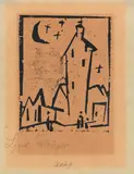 Kirche mit hohem Turm by Lyonel Feininger, 1920, Woodcut, sold Apr 2013