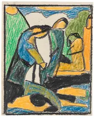 Figurale Komposition by Adolf Hölzel, 1930, Chalk drawing, sold Apr 2013