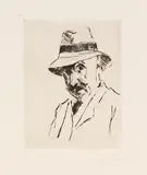 Max Liebermann, Selbstportrait mit dem Hut auf dem Kopf, 1912, Etching