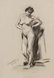 Hans Purrmann, Stehender weiblicher Akt, 1905, Charcoal drawing