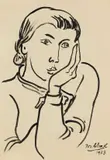 Josef Scharl, Nachdenkendes Mädchen, 1938, Brush and India ink drawing