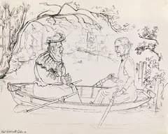Kurt Weinhold, Gesundbeterei auf der Nagold, 1930, Pen and India ink drawing