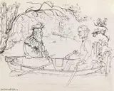 Kurt Weinhold, Gesundbeterei auf der Nagold, 1930, Pen and India ink drawing