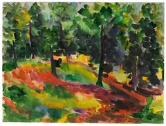 Manfred Henninger, Waldlandschaft, 1960, Watercolour