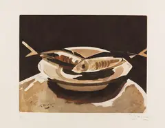 Poissons by Georges Braque, 1956, Farbaquatinta auf BFK Rives-Velin, sold Apr 2013