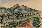 Paul Kleinschmidt, Garten in der Nähe Cassis, 1929, Watercolor