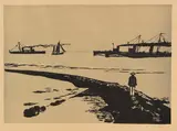 Wilhelm Laage, Marine, 1907, Woodcut in colors