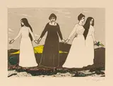 Wilhelm Laage, Sommers Abschied von der Heide (Abschied von der Heide), 1908, Woodcut in colors