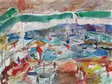 Manfred Henninger, Blick auf den Bodensee, 1977, Watercolor