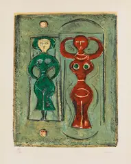 Composition con due Figure by Massimo Campigli, 1965, Lithograph in colors, sold Apr 2013
