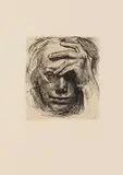 Käthe Kollwitz, Selbstbildnis mit der Hand an der Stirn, 1910, Drypoint