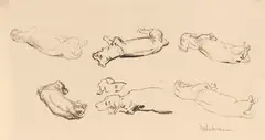 Teckelstudien by Max Liebermann, 1909, Lithograph, sold Apr 2013