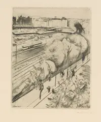 Franz Nölken, Wallstraße (II), 1915, Etching