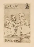 Emil Nolde, Die Gelehrten, Ex Libris Hans Fehr, 1906, Etching