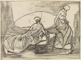 Adolf Hölzel, 2 Blätter: Figürliche Szenen, 1920, Pencil drawing