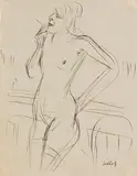 Karl Hubbuch, Weiblicher Akt mit Zigarette