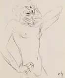 Karl Hubbuch, Weiblicher Akt, lachend