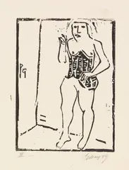Paul Gangolf, Mädchen im schwarzen Leibchen, 1920, Woodcut