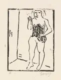 Paul Gangolf, Mädchen im schwarzen Leibchen, 1920, Woodcut