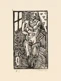 Paul Gangolf, Stehender Akt von vorne, 1920, Woodcut