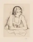 Karl Hofer, Beim Lesen, 1924, Drypoint