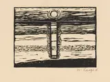 Wilhelm Laage, Sonnenuntergang am Wattenmeer, 1911, Woodcut