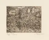 Paul Gangolf, Marché aux puces, 1927, Etching
