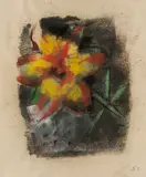 Werner Scholz, Blumenkomposition (Gelbe Blüte), 1952, Pastel