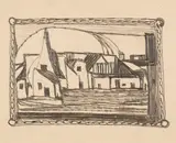 Adolf Hölzel, Dorfansicht, 1904, Pencil drawing